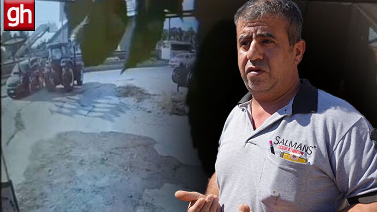 Yeni aldığı araca traktör çarpıp kaçtı!