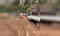 Heyelan sonrası,offroad yarışlarını aratmayan görüntüler ortaya çıktı!