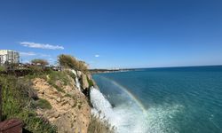 Düden Şelalesi'nde gökkuşağı hayran bıraktı