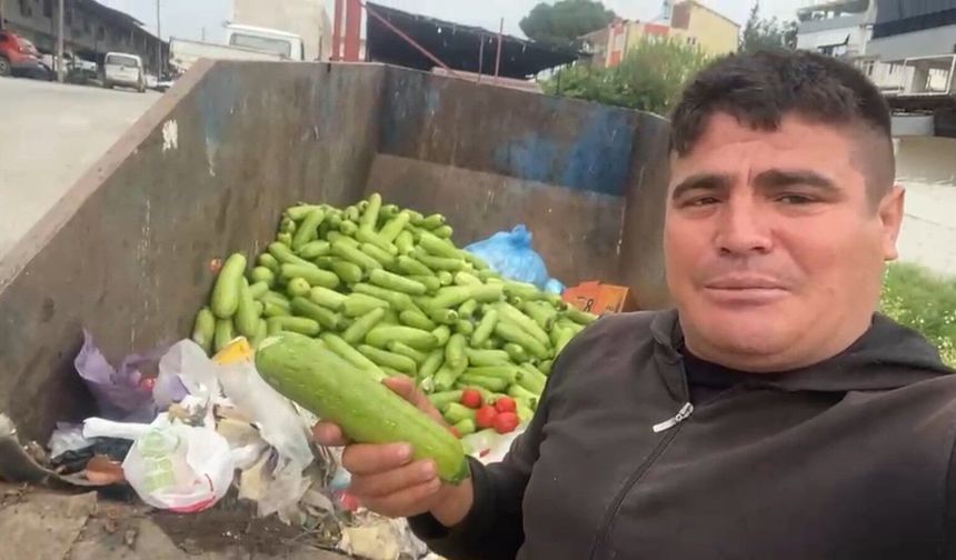 Toptancı halinde çöpe atılan sebzelere tepki