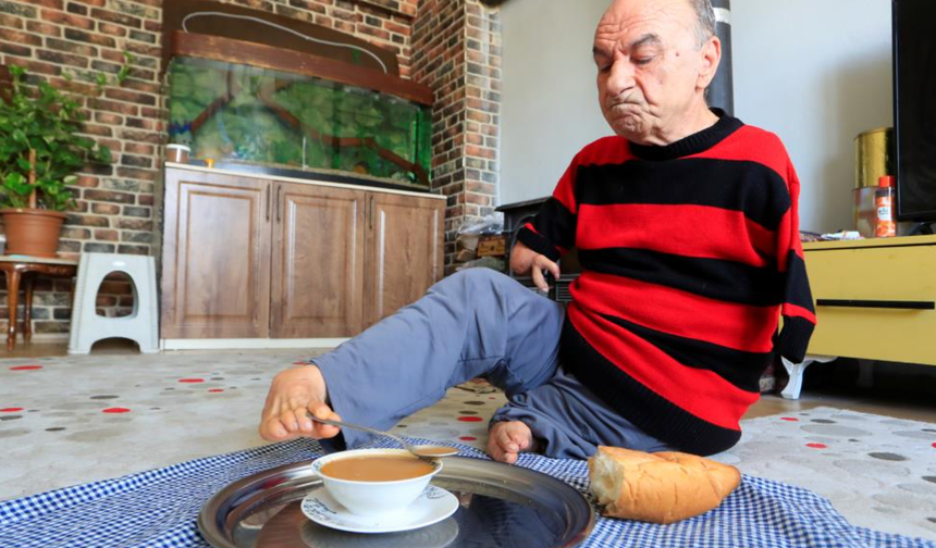 Onu görenler azmine hayran kalıyor!