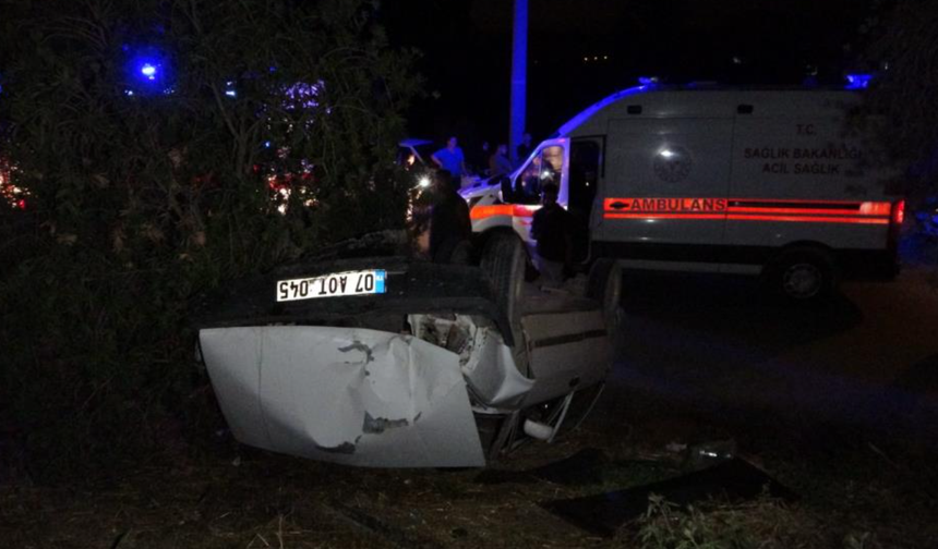 Pehlivanın kullandığı otomobil takla attı!