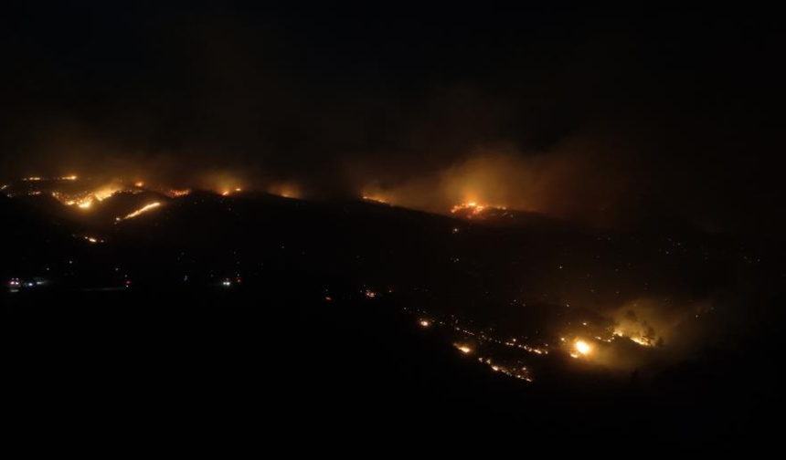Alanya'daki orman yangınına gece saatlerinde müdahale sürüyor!