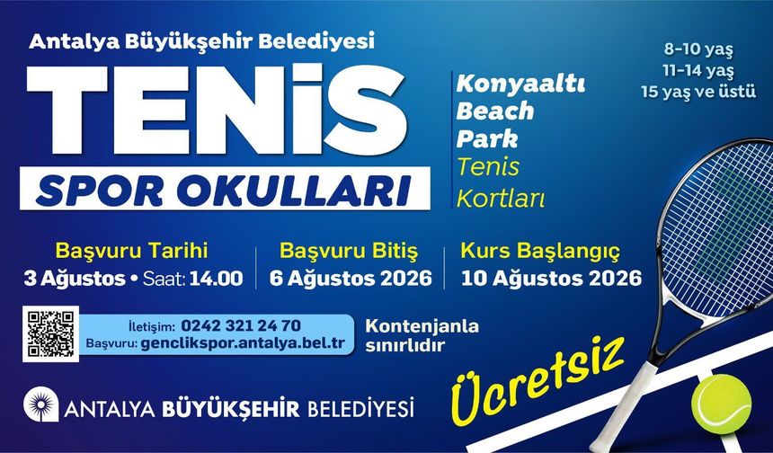 Büyükşehirin ücretsiz tenis eğitimlerinde yeni dönem başlıyor