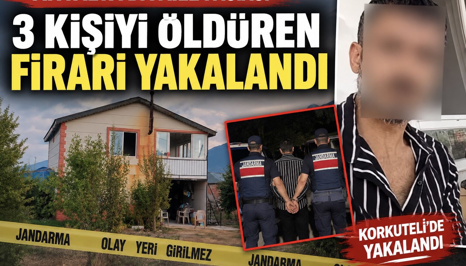 Eşi, kayınvalidesi ve kayınpederini öldüren şüpheli, arazide kaçarken jandarma tarafından yakalandı