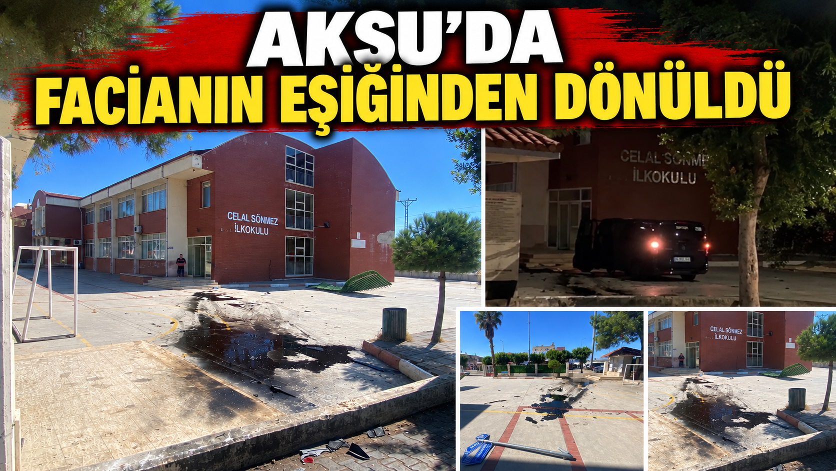 Araç okul bahçesine sürüklendi!